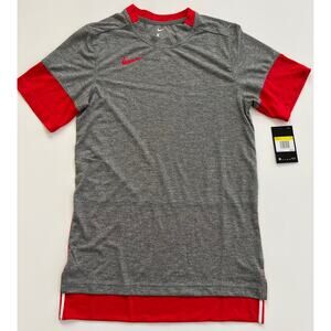 Nike Men's Gray/Red Team Player Short Sleeve CI4545-034 Size S NWT